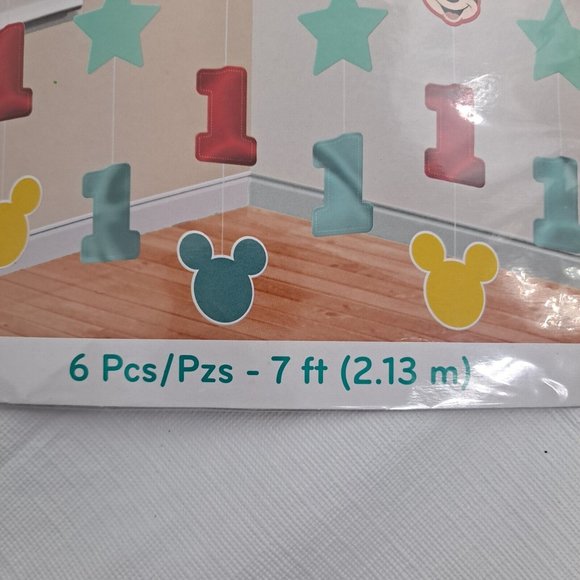 Mickey Mouse String Decorations First Birthday Party 7 Ft Long Six Pieces - Picture 5 of 10